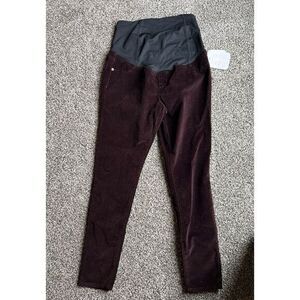 NWT Isabel Maternity Crossover Panel Skinny Corduroy Pants Burgundy‎ size 8/29R